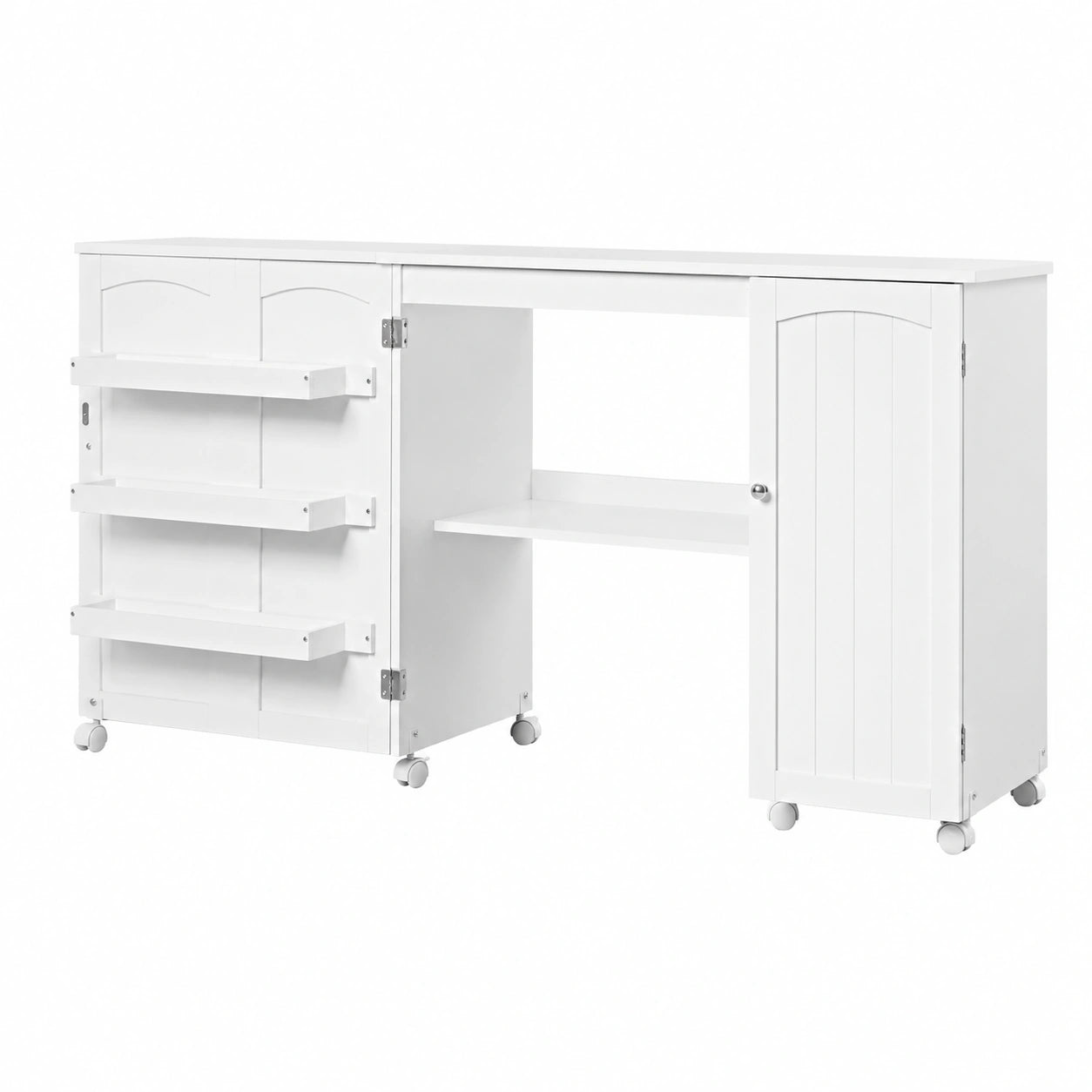 Armoire de Couture Pliable Multifonction avec Table et Étagères