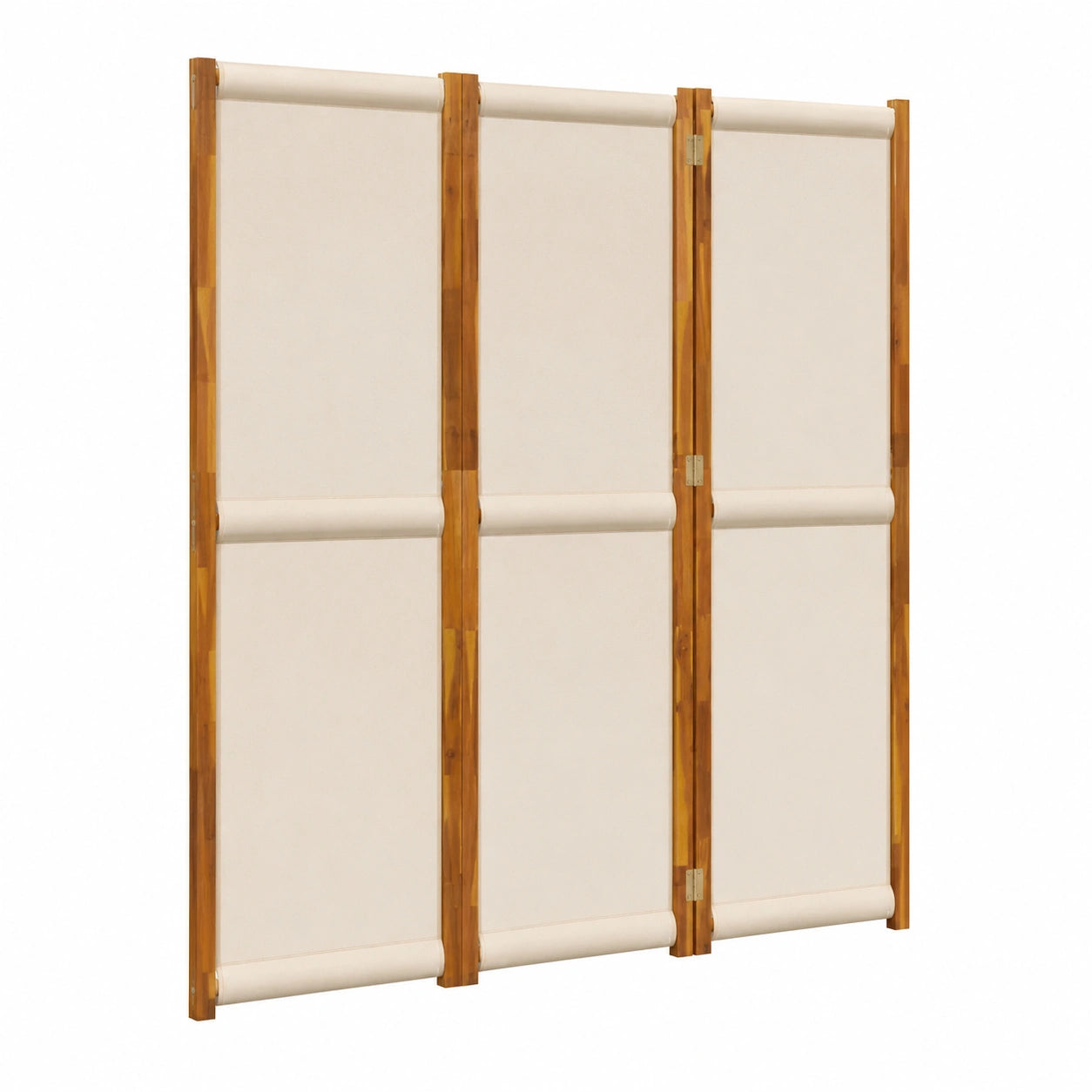 Paravent pliable en bois d'acacia et textilène 210 x 180 cm pour intérieur et extérieur