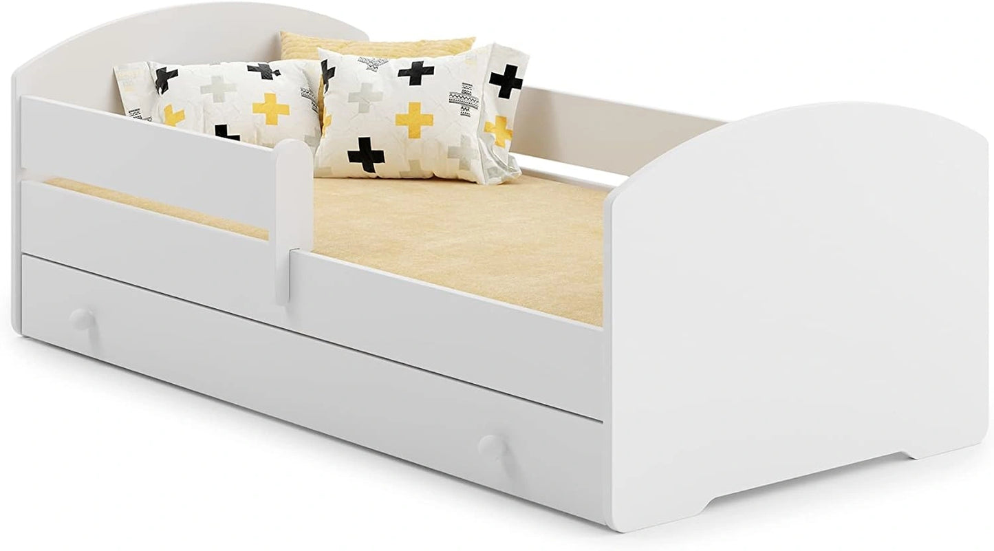 Lit Enfant LUK avec Matelas et Tiroir, 140x70 cm, Blanc, Mixte