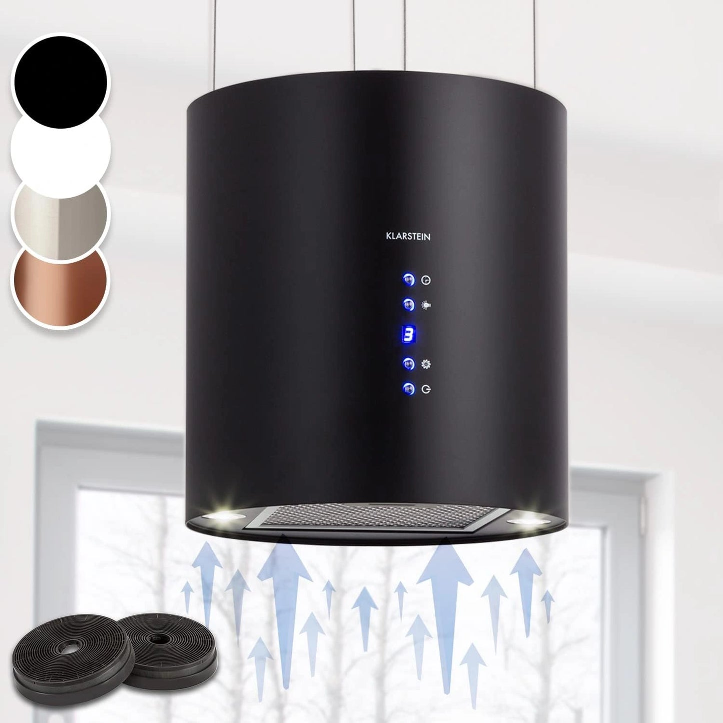 Hotte Aspirante Klarstein Barett 60 cm, Éclairage LED, Noir