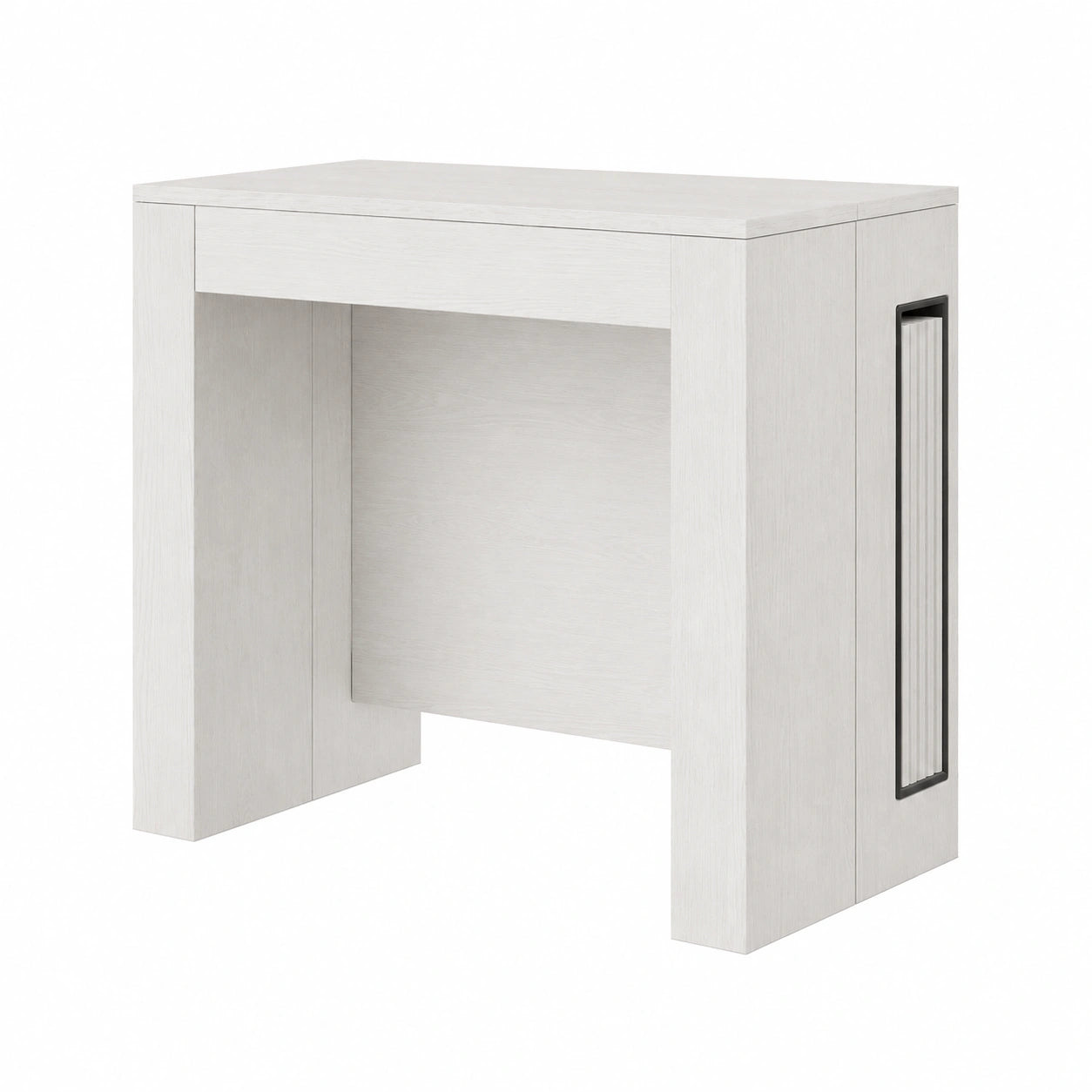 Table console extensible avec porte-rallonges, blanc frêne, jusqu'à 12 places, 45 à 300 cm