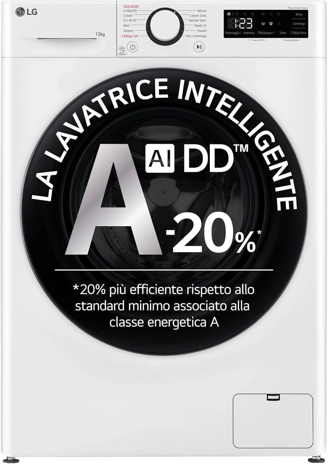 LG F4R3013NSWB Lave-linge Frontal 13kg, 1400 RPM, AI DD, Vapeur, Blanc