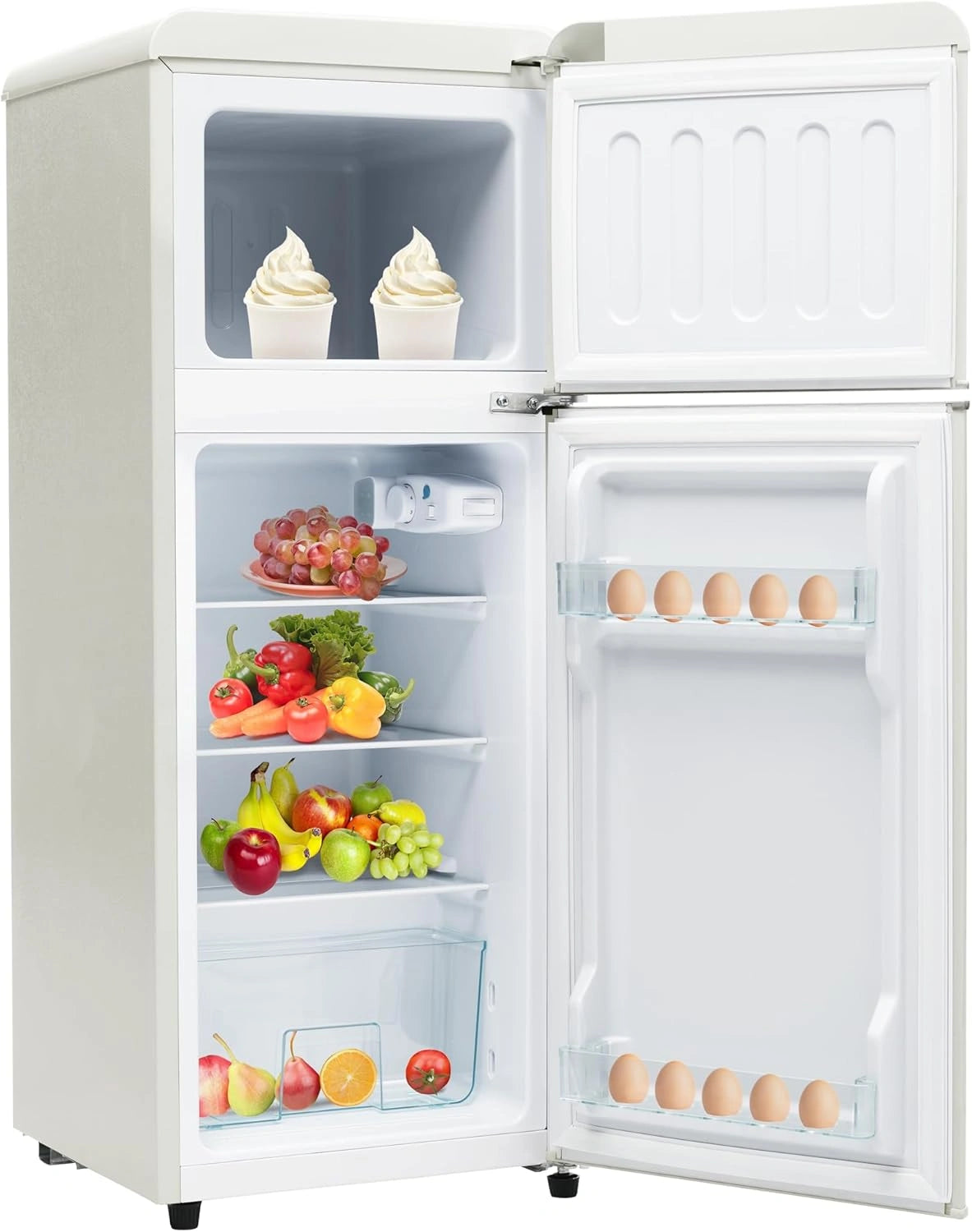 Réfrigérateur combiné rétro Merax, 92L total, congélateur 28L, -27°C à 13°C, éclairage LED