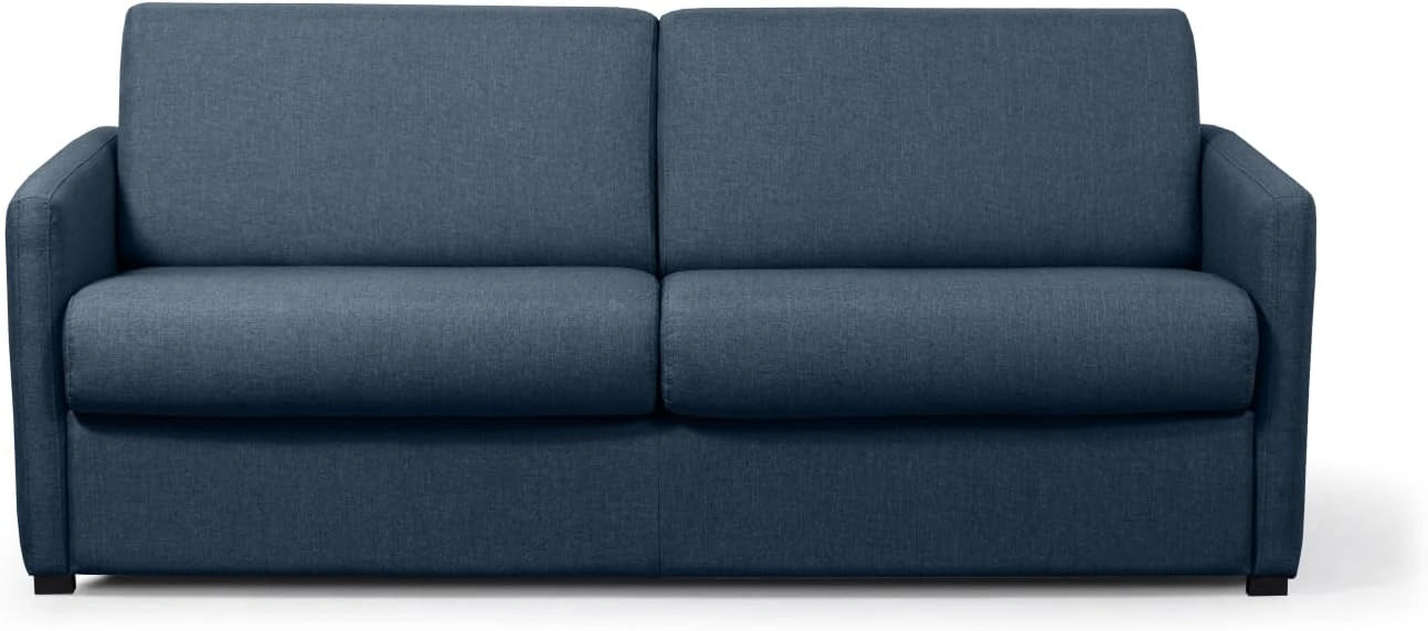 Canapé-Lit Convertible Agathe 3 Places avec Matelas - Tissu Bleu Marine