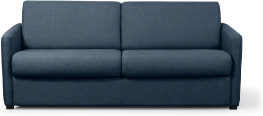 Canapé-Lit Convertible Agathe 3 Places avec Matelas - Tissu Bleu Marine