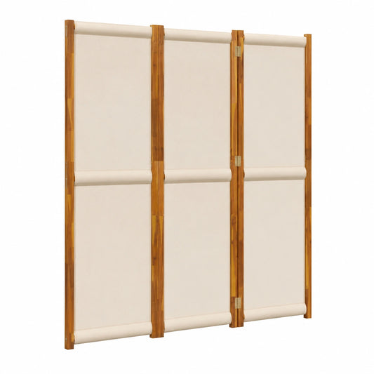 Paravent pliable en bois d'acacia et textilène 210 x 180 cm pour intérieur et extérieur