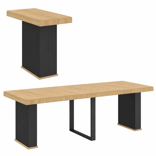Table Console Extensible 10 Personnes en Bois et Métal Noir 235 cm