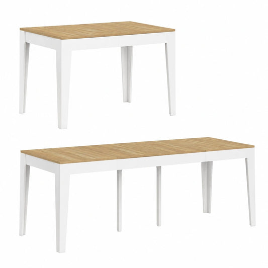 Table console extensible pour 10 personnes en bois et blanc