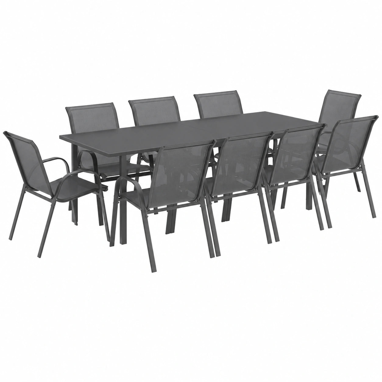 Salon de Jardin Extensible avec Chaises Empilables