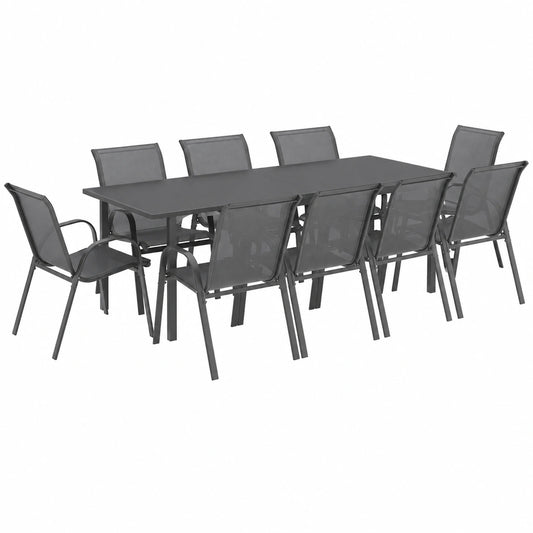 Salon de Jardin Extensible avec Chaises Empilables