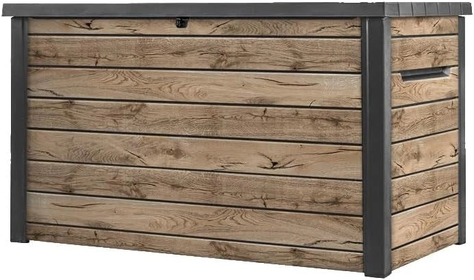Coffre de Rangement Extérieur 870L en Résine Imitation Bois