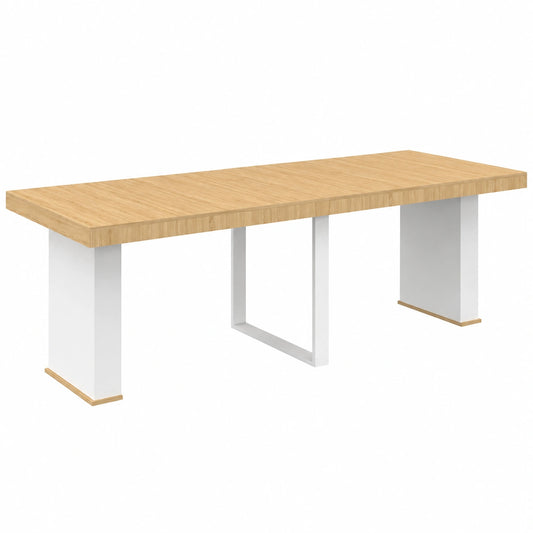Table console extensible pour 10 convives en bois et blanc