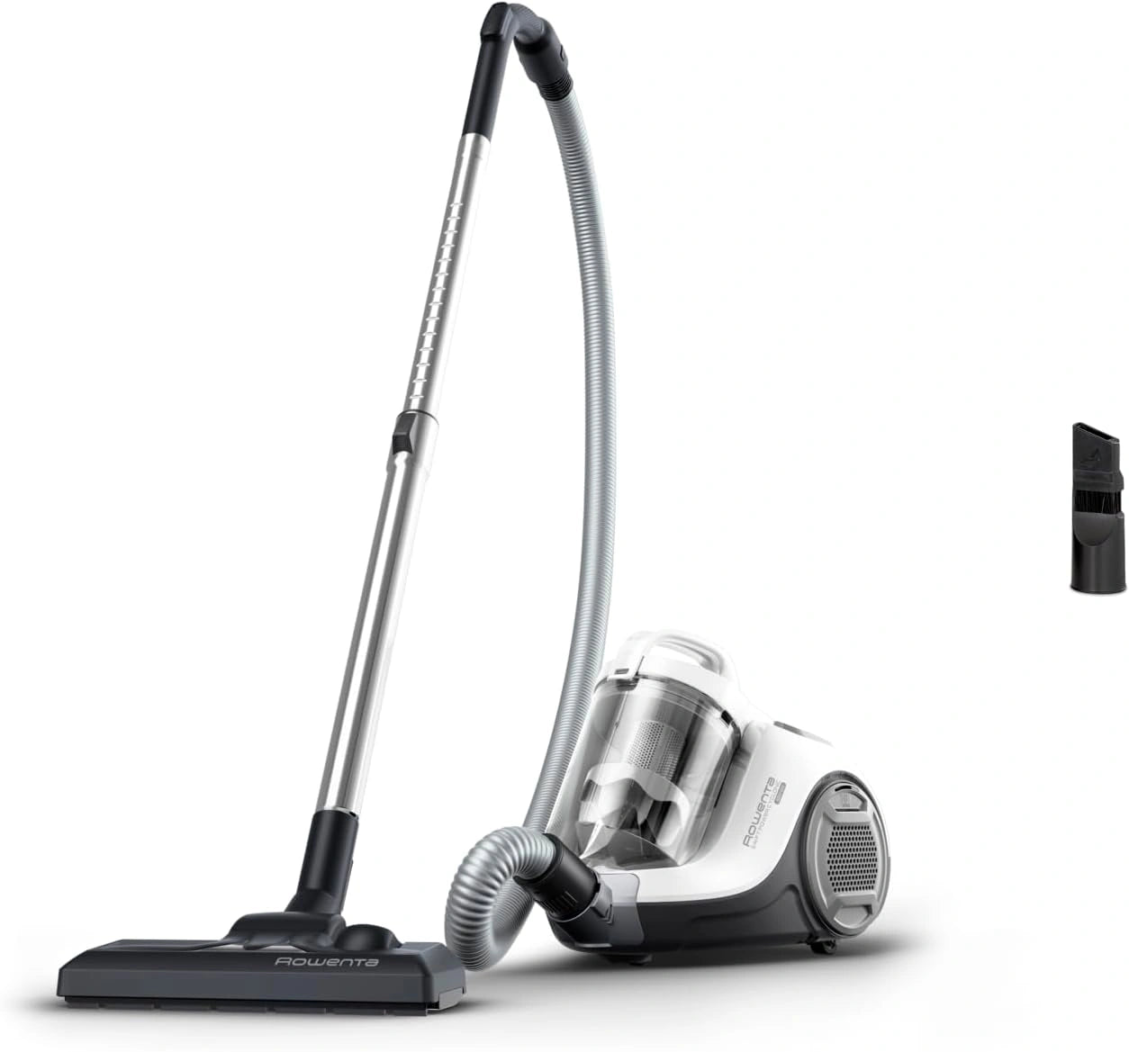 Aspirateur Cyclonique Compact 900W Rowenta, Haute Efficacité, Filtration Avancée, Portée 7,6m, Modèle Swift Power Blanc