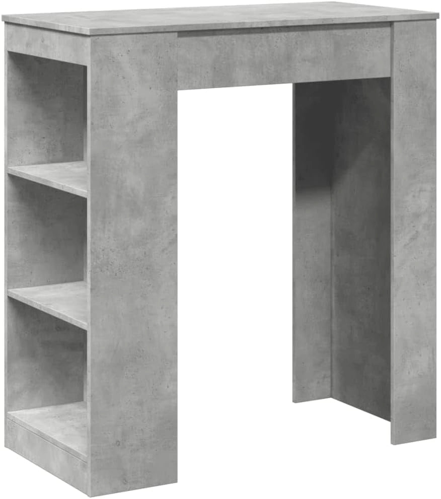 Table de bar moderne avec étagères en bois composite gris béton