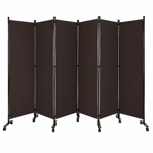 Paravent intérieur pliable 6 panneaux avec roulettes