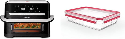 Friteuse à Air Moulinex Easy Fry Dual Flex 9L + Boîte Conservation Emsa Clip&Close, Noir