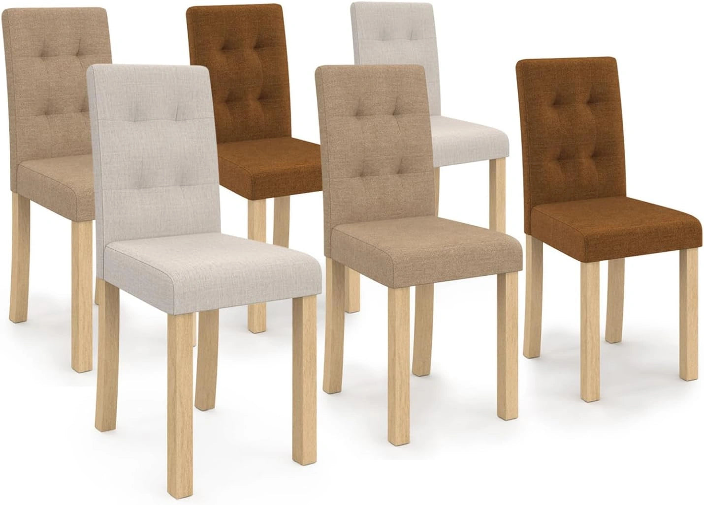 Ensemble de 6 chaises capitonnées POLGA couleurs taupe, beige et marron
