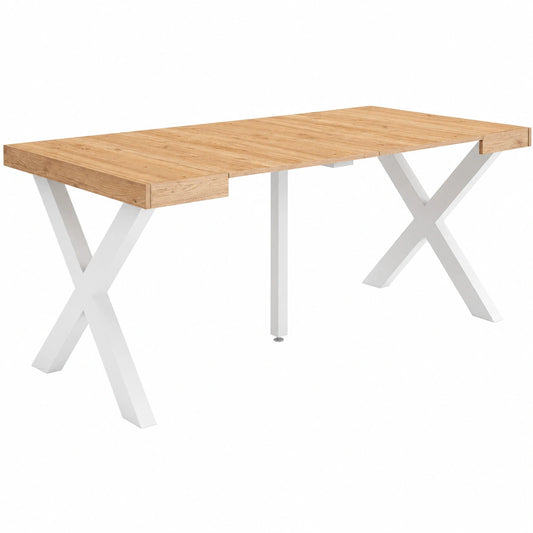 Table console extensible moderne pour 8 personnes en bois massif