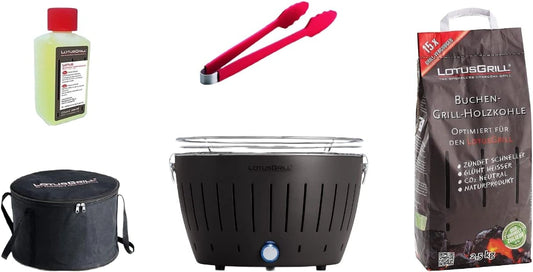 Kit de Démarrage LotusGrill : Barbecue Compact avec Charbon Sans Fumée 1kg et Réchaud 200ml
