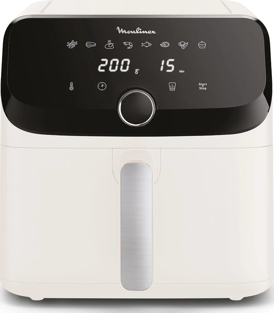 Friteuse à Air Moulinex Easy Fry Ivoire 7,5L, Capacité XL, 8 Programmes Prédéfinis, Design Compact, Modèle EZ855AF0