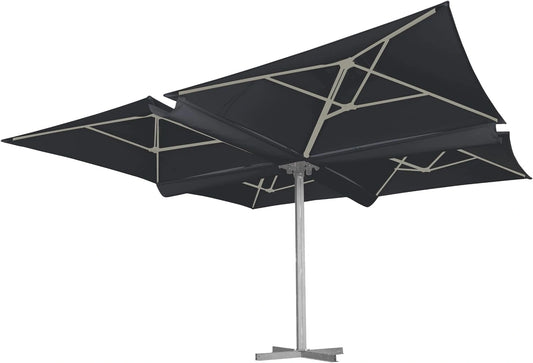 Parasol Carré Professionnel METRO Tomoko 4x4m, Aluminium/Polyester, Protection UV, Résistant à l'Eau, Anthracite/Platine