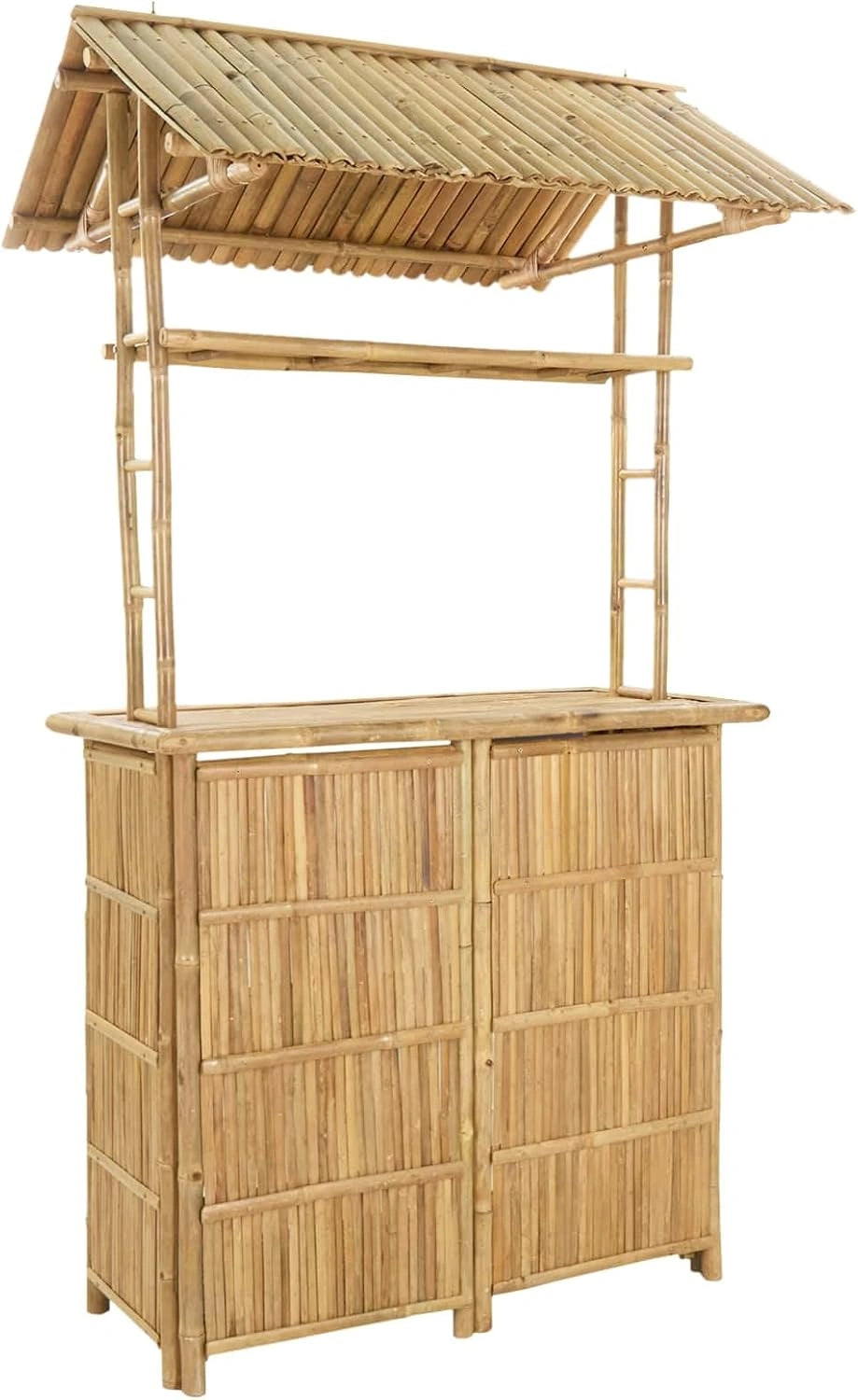 Table de Bar en Bambou pour Extérieur 115x95x214 cm, Design Écologique et Minimaliste