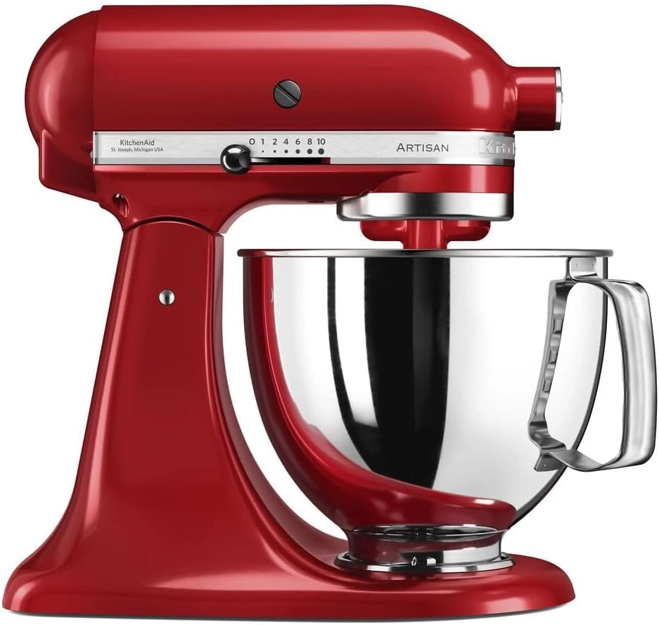 Robot Pâtissier Artisan KitchenAid - Multifonctions avec Bol 4,8 L et 3 Accessoires - Rouge Empire