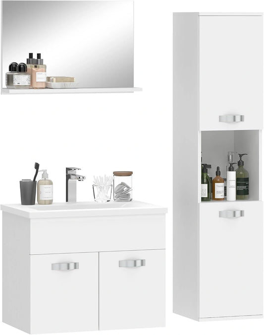 Ensemble Mobilier Salle de Bain Moderne 4 Pièces avec Lavabo en Céramique