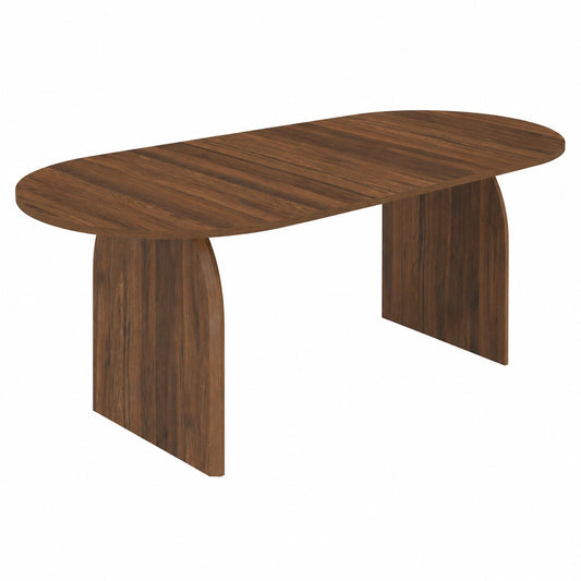 Table à Manger Extensible Ovale 6-10 Personnes Effet Noyer 160-200 cm