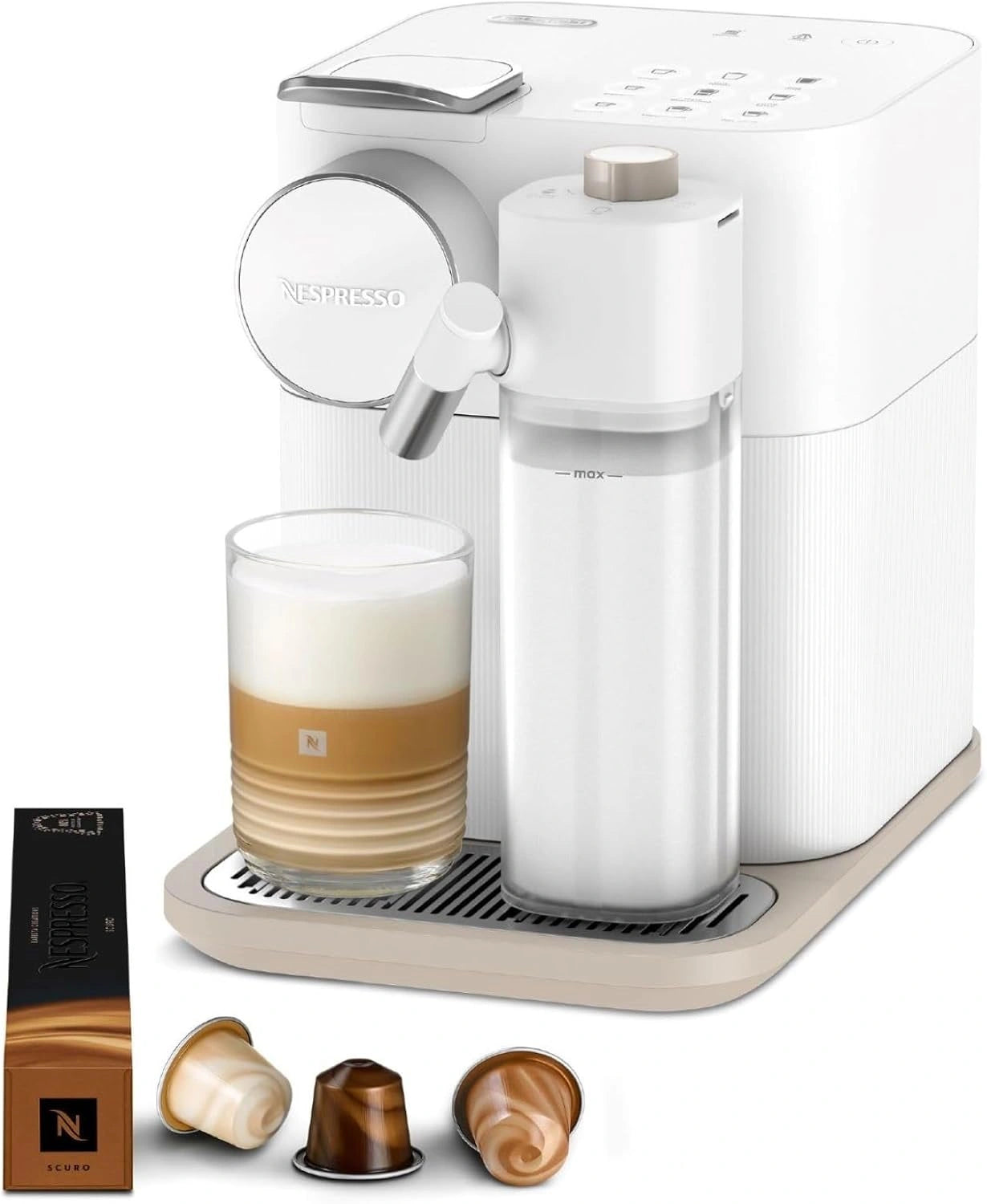 Machine à Café Nespresso De'Longhi Gran Lattissima Blanche, 19 Bars, Compacte et Multifonction