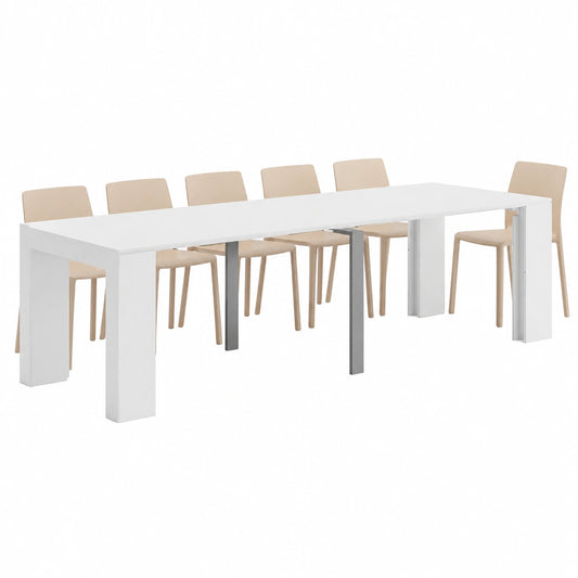 Table console extensible en frêne blanc, 45 x 90 x 76 cm
