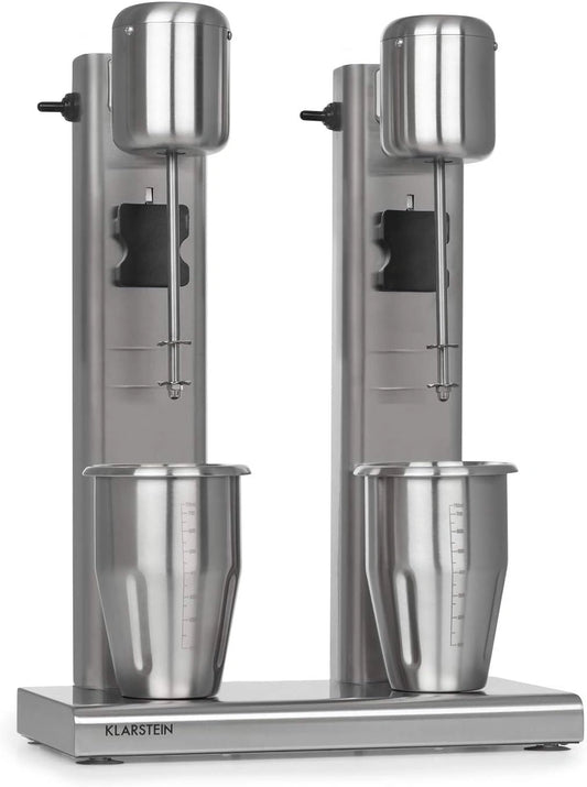 Mixeur Professionnel Klarstein 160W - Idéal pour Milkshakes, Shakes Protéinés et Cocktails, 2L, 2 Vitesses, Argent
