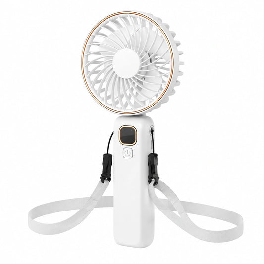 Ventilateur Compact USB 4000mAh, Autonomie Étendue, 6 Vitesses Silencieuses, Pliable avec Lanière pour Bureau et Voyage