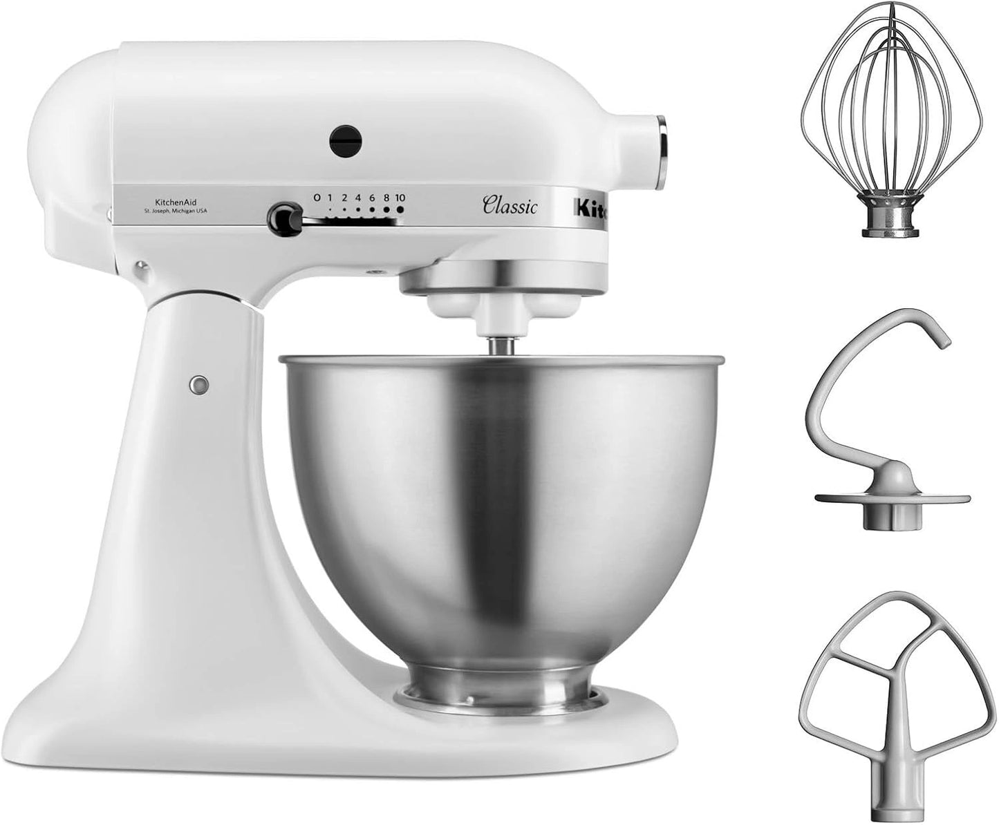 Robot Pâtissier Multifonction à Tête Inclinable KitchenAid 4,3 L 275 W Blanc
