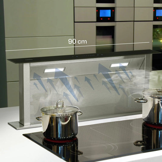 Hotte Aspirante Rétractable Klarstein, Silencieuse avec Débit 507 m³/h, Filtres et Minuterie, 4 Vitesses, Encastrable, Option Recirculation