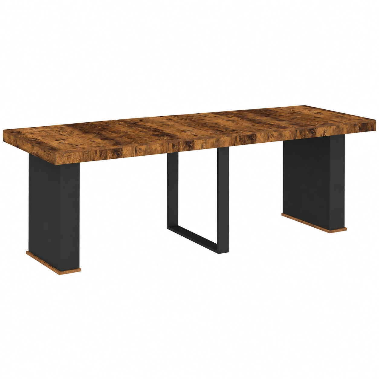 Table console extensible pour 10 personnes, bois vieilli et noir