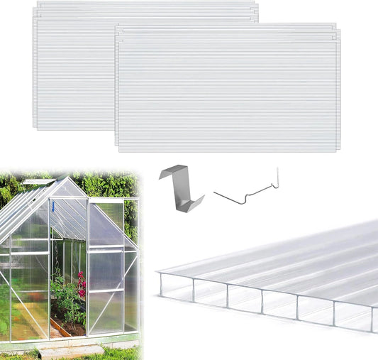 Kit de 28 serres en polycarbonate double couche, panneaux 4 mm pour jardin et terrasse, 60,5 x 121 cm