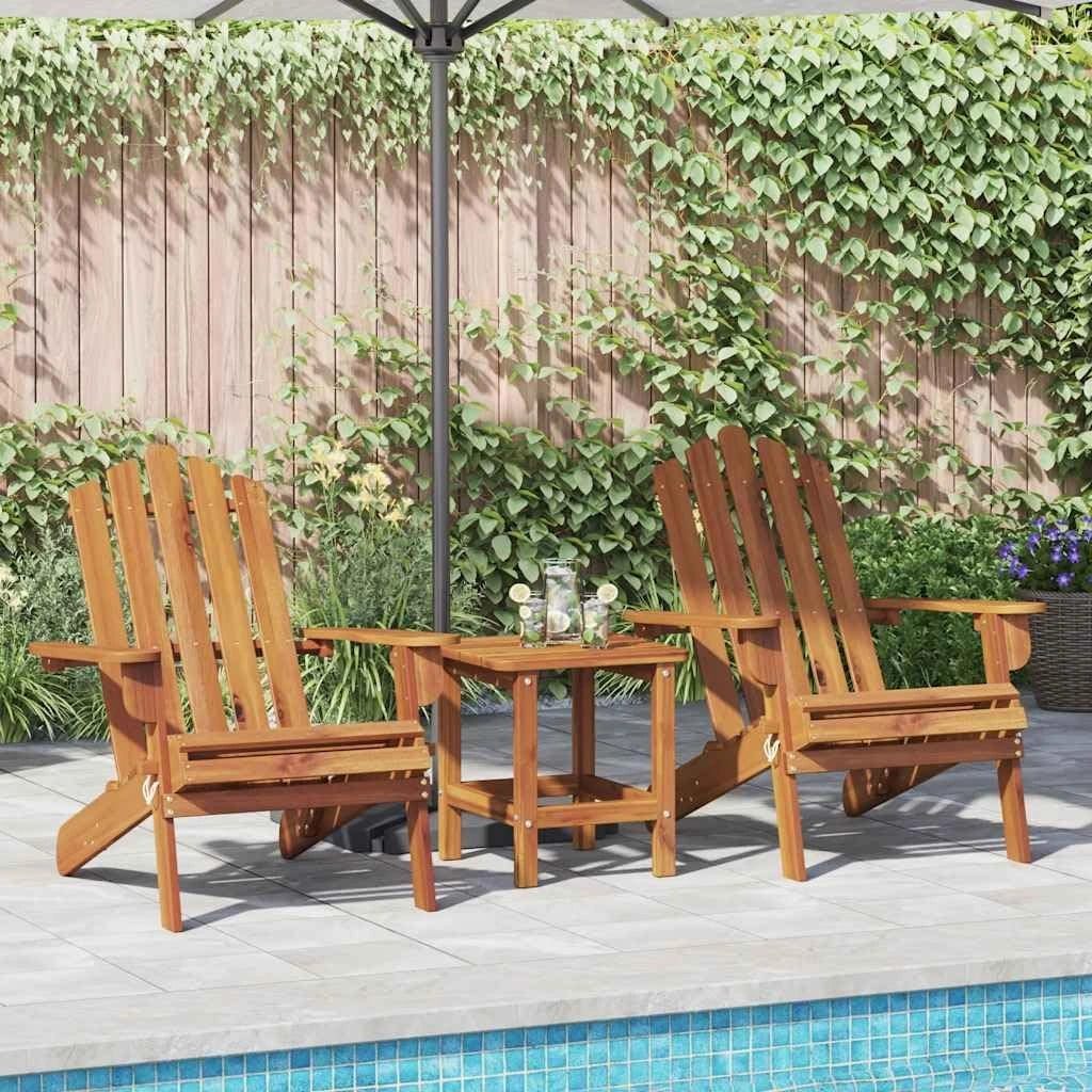 Paire de chaises Adirondack en acacia pliantes, résistantes aux intempéries, pour terrasse et jardin