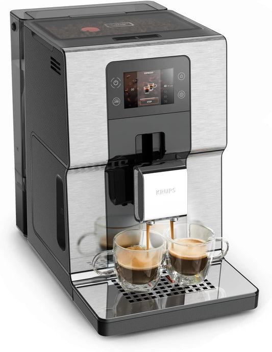 Machine à Café Krups avec Broyeur, 17 Boissons, 15 Bars, Écran Tactile, Système Cappuccino One Touch, Noir