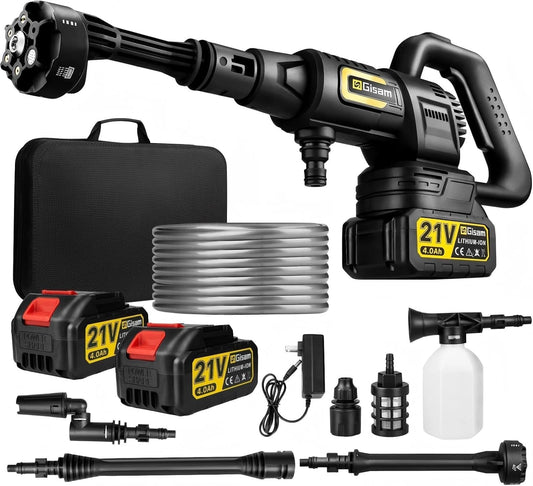 Laveur Haute Pression sans Fil, 2200W, 3 Modes de Vitesse, 65 Bars Max, 2 Batteries 4,0 Ah, Buse 6-en-1, Brosse et Tuyau 5M