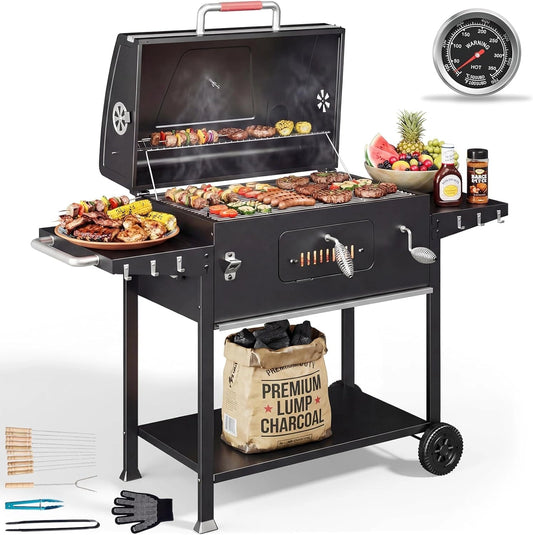 Barbecue au Charbon XXL Devoko avec Accessoires pour Jardin et Camping