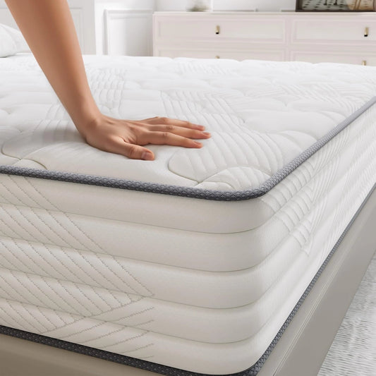 Matelas Hybride 140x190 cm, Ressorts Ensachés, Ergonomique 7 Zones, Moyen Ferme, Certifié Oeko-Tex