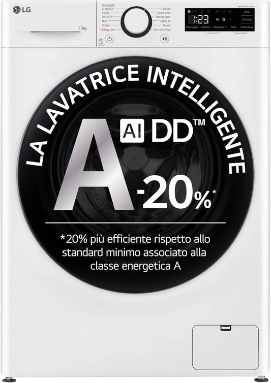 LG F4R3013NSWB Lave-linge Frontal 13kg, 1400 RPM, AI DD, Vapeur, Blanc