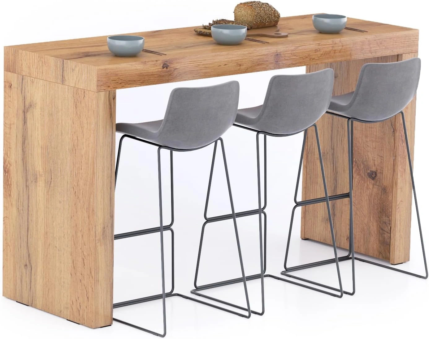 Table à Manger Rustique 180x60 cm pour 6 Personnes, Fabriquée en Italie