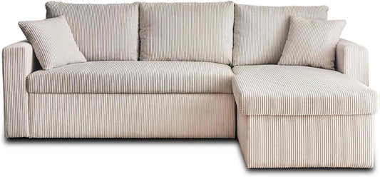 Canapé d'angle réversible en velours pour 4 personnes avec rangement