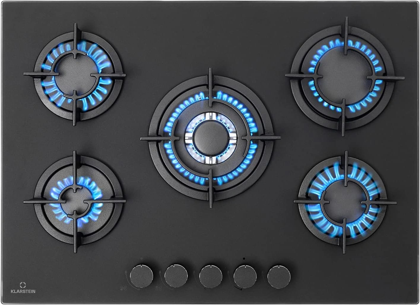 Plaque de Cuisson Gaz Klarstein avec 5 Brûleurs, 10400W, Acier Inoxydable, Compatible GPL