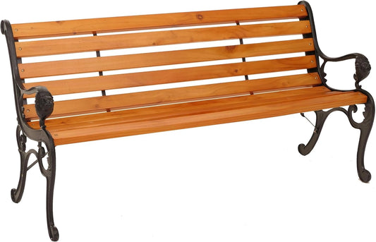 Banc de Jardin en Bois et Fonte, 3 Places, 164 cm, Teck – HWC-O25