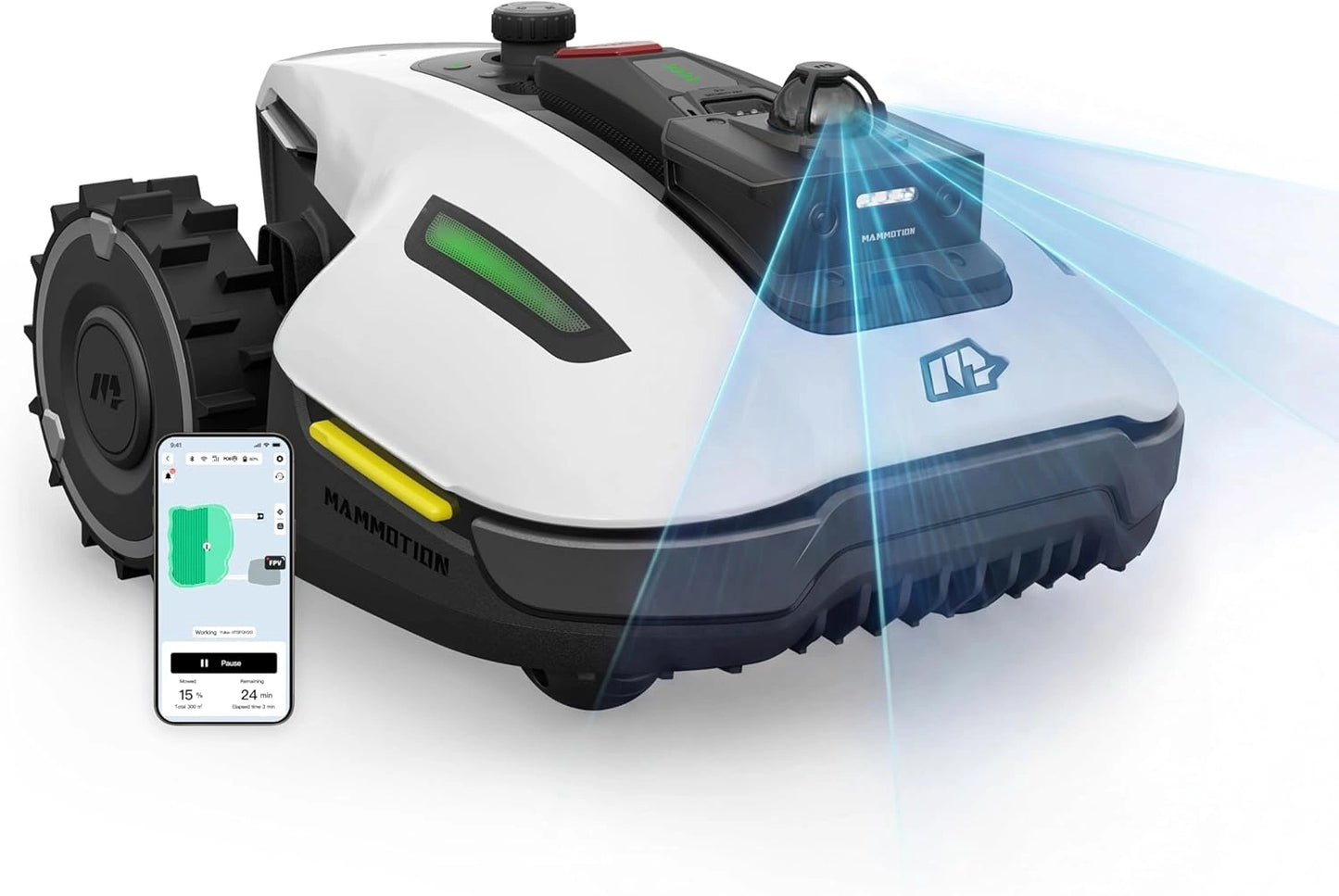 Robot Tondeuse MAMMOTION YUKA Mini 2 LiDAR 800, Navigation à 360° avec AI, Détection de 300+ Obstacles, Sans Fil pour 800m²
