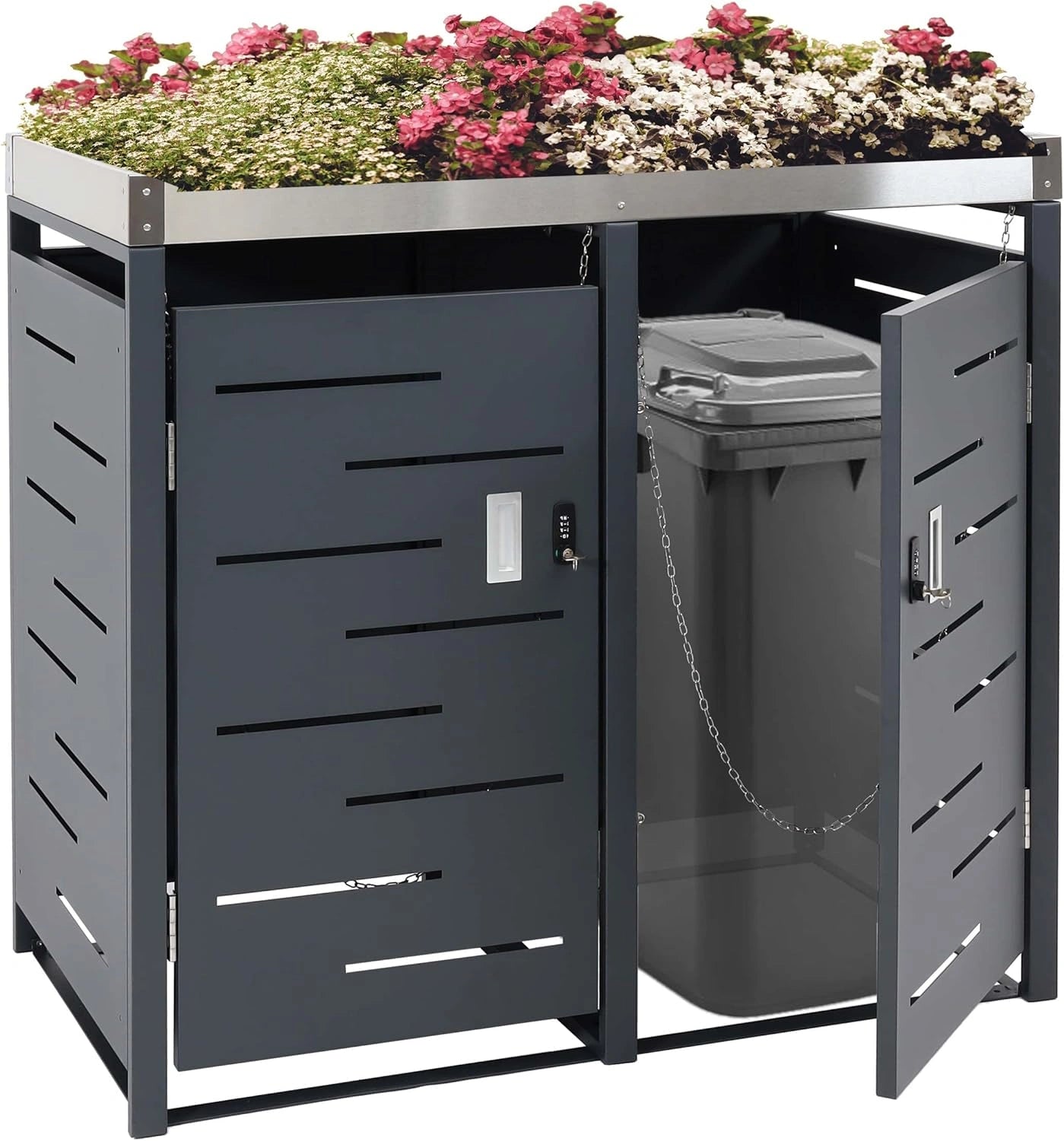 Cache-poubelles extensible double HWC-H40b 101x51x59