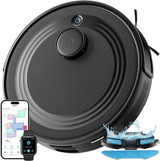 Aspirateur Robot Lefant M2, Navigation Laser, Puissance 6000Pa, Évitement Intelligent, Cartographie Avancée, Nettoyage Sur Mesure, 160 Min d'Autonomie, Compatible APP/Alexa/WiFi